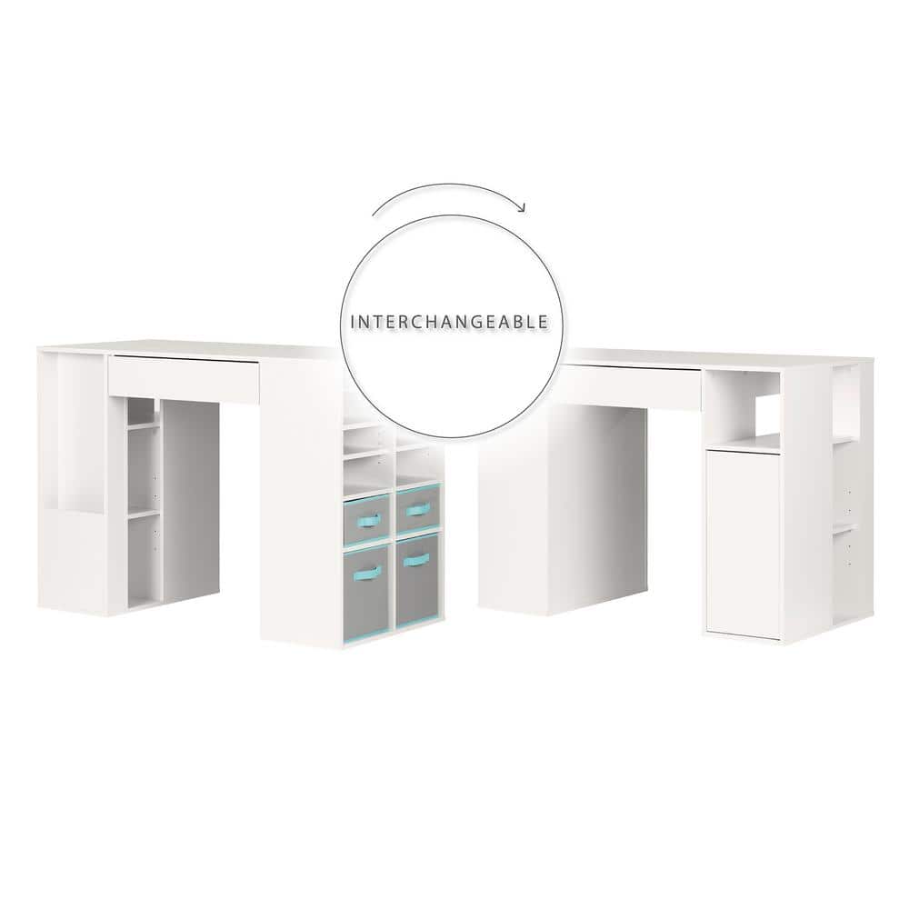 Crea CraftMaster White Counter-Height Table with Integrated Storage
