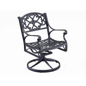 Sanibel Black Swivel Rocking Cast Aluminum Outdoor Dining Chair