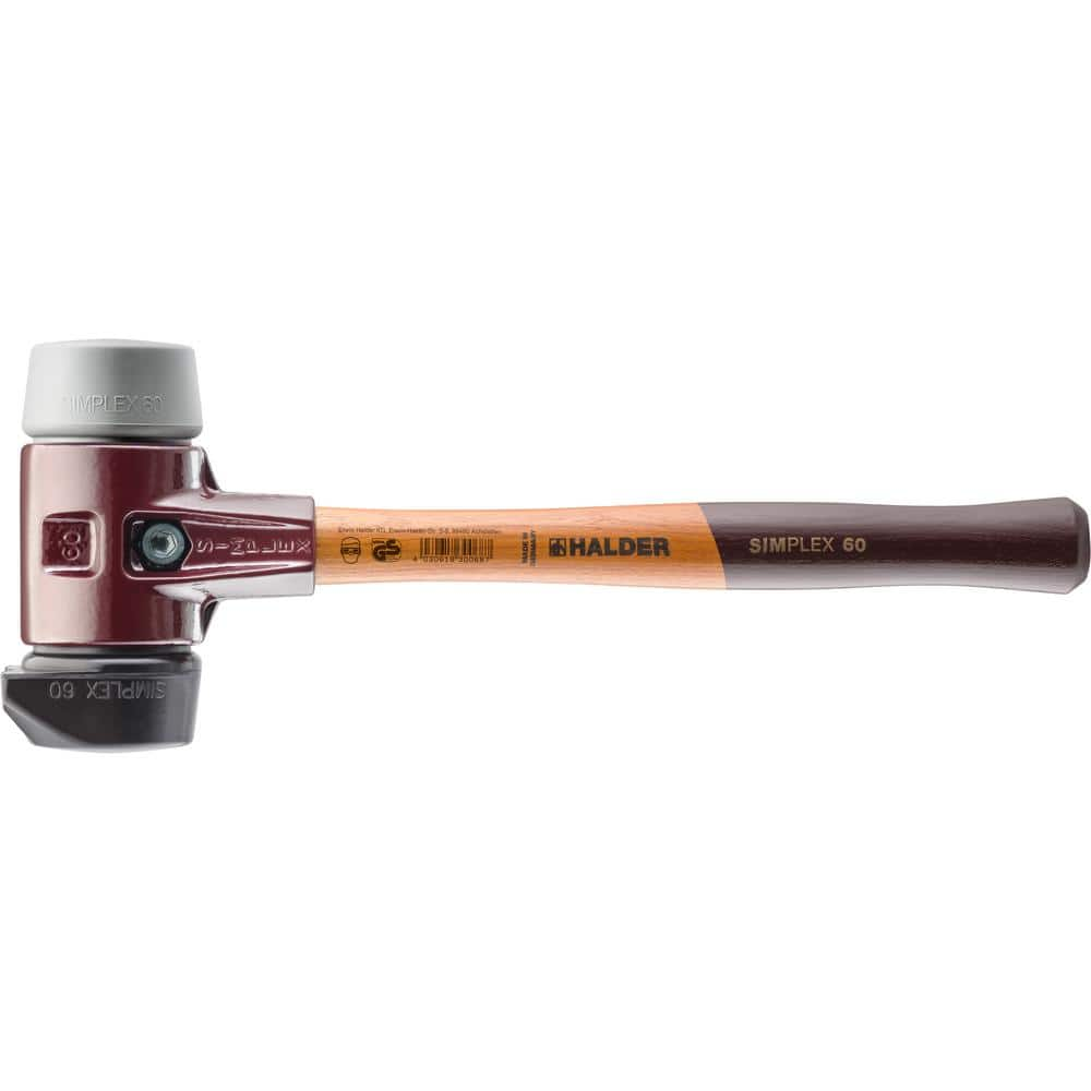 Halder 3.5 lbs. Simplex 60 Mallet with Grey Rubber Non-Marring, Stand-Up Black Rubber Inserts