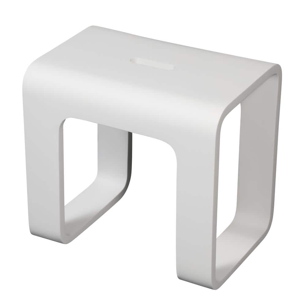 Matte White Solid Surface Resin 16.8" Shower Bench