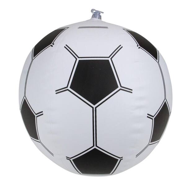 Pool Central 16 in. Black and White 6-Panel Inflatable Beach Soccer Ball