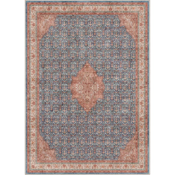 Well Woven Blue Red 5 ft. 3 in. x 7 ft. 3 in. Asha Lilith Vintage Persian Oriental Area Rug