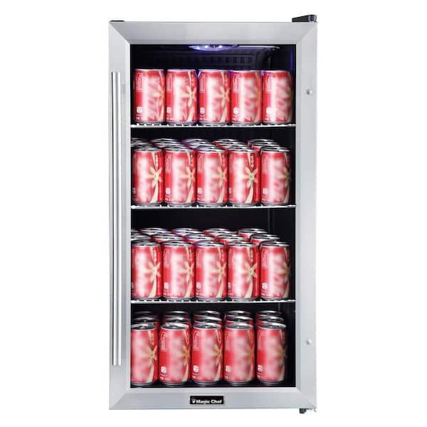 Magic Chef 3.1 cu. ft. 87 (12 oz.) Can Beverage Cooler in Stainless Steel