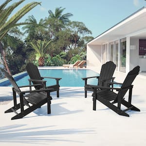 Black Weather Resistant Plastic Adirondack Chair (Set of 4)