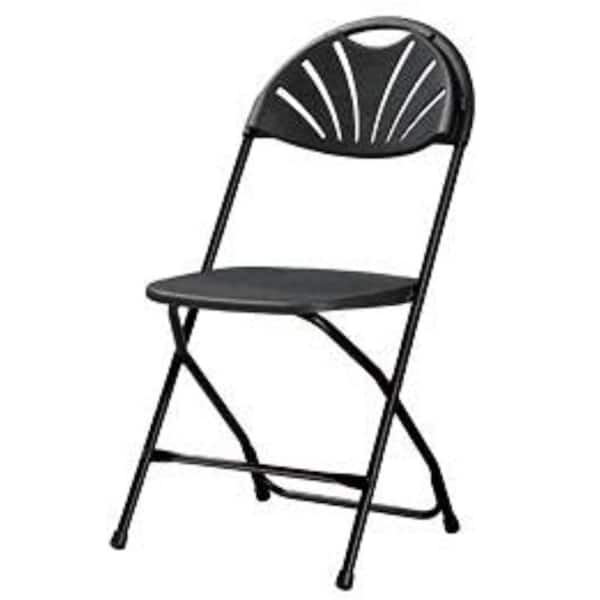 Cosco Heavy-Duty Black Fan Back Plastic Outdoor Safe Folding Chair (Set of 8)