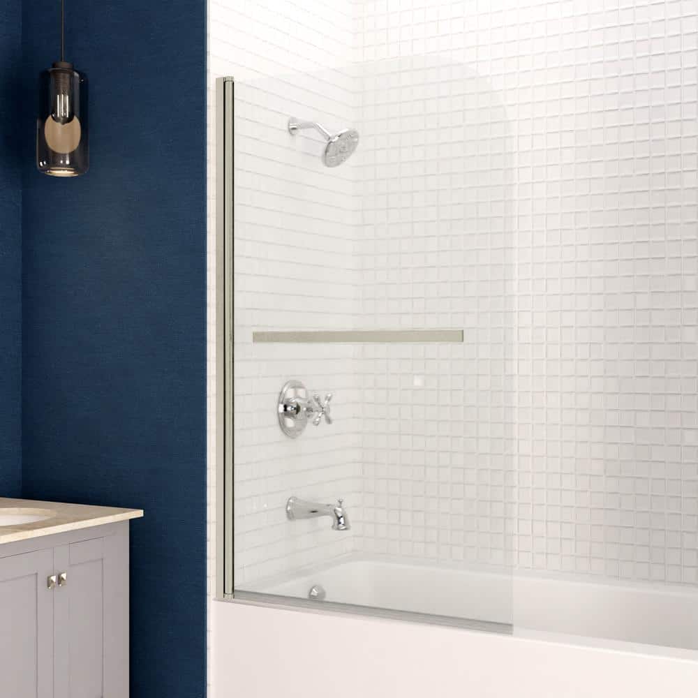 Myth 28" x 56" Frameless Brushed Nickel Tub Door