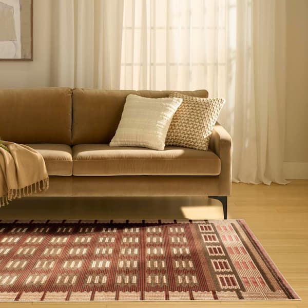 Nordic Rust 3 ft. x 5 ft. Linear Contemporary Area Rug