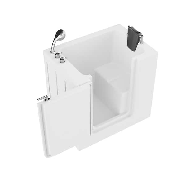 Universal Tubs Universal Collection 31 in. L x 40 in. W Left Side Drain Soaker Jetted Bathtub in White with Fast Filling Faucet Set