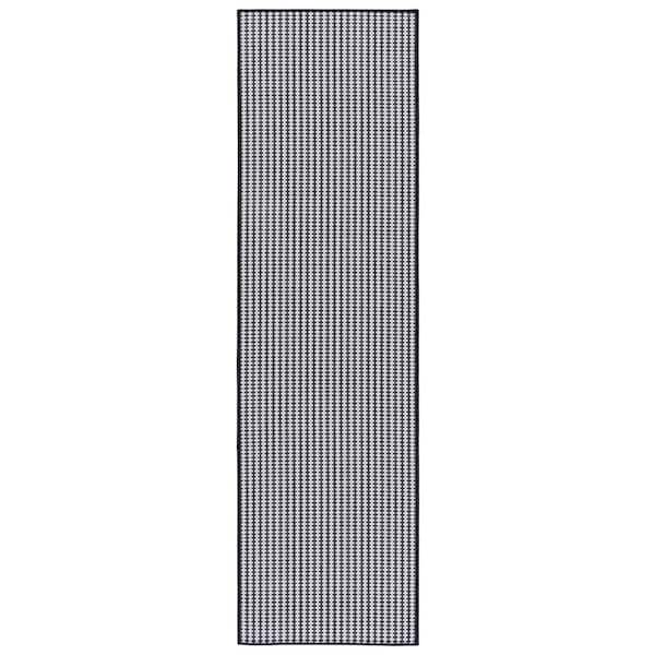 Terrace Black/White 2 ft. x 8 ft. Geometric Striped Indoor/Outdoor Runner Rug