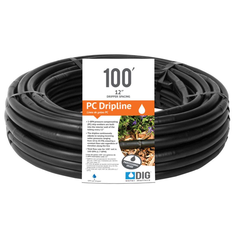 DIG 112PC-12 In. X 100 Ft. 1-GPH Pressure Compensating Drip Line With 0 ...