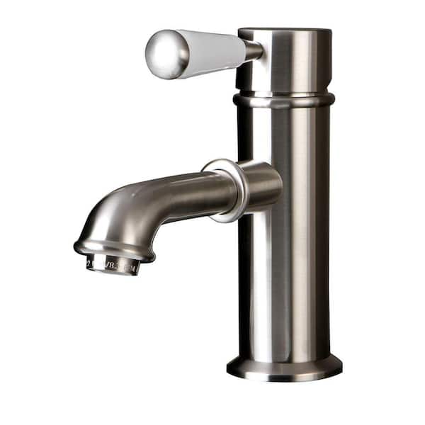 Kingston Brass Paris Single Hole Single-Handle Mid-Arc Bathroom Faucet in Brushed Nickel
