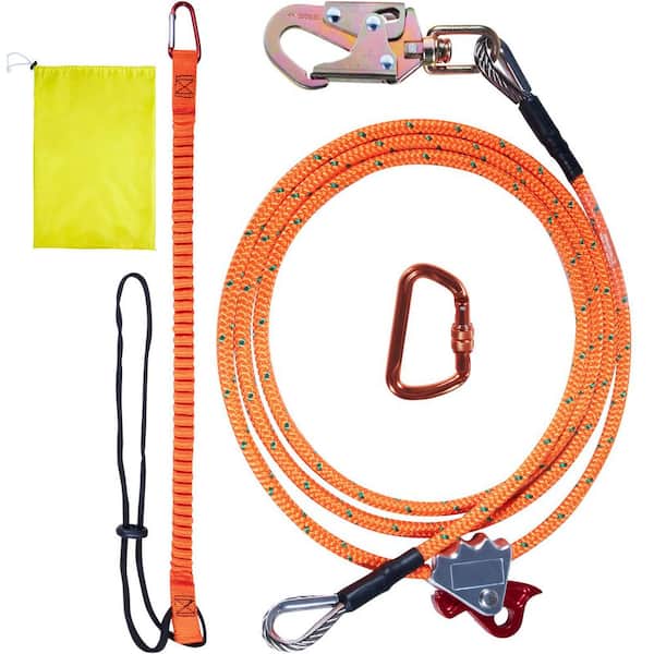 Steel Core Flipline, 1/2 in. x 8 ft. Arborist Flipline, Flip Line for Tree Climbing with Alloy Steel Snap Hook, Aluminum