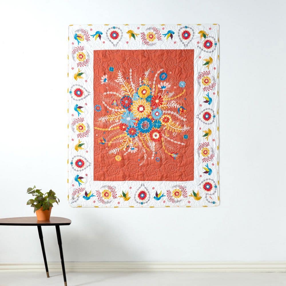 Topanga Reversible Multicolor Floral Cotton Throw Blanket 50" x 60"