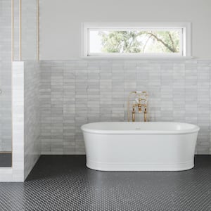 Monet Rectangle 2 in. x 8 in. Honed White Carrara Marble Mosaic Tile (4.44 sq. ft./Case)