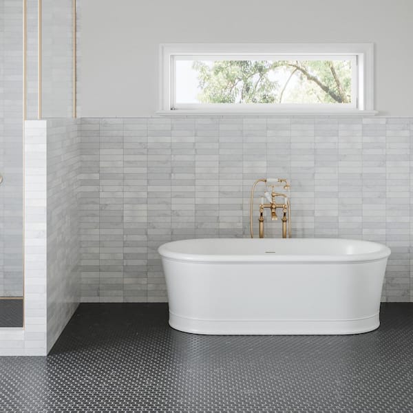 Monet 2 in. x 8 in. Honed White Carrara Marble Floor and Wall Subway Tile (4.44 sq. ft./Case)