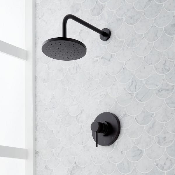 SIGNATURE HARDWARE Lexia Single Handle 1-Spray Shower Faucet 1.8 GPM with Pressure Balanced in. Matte Black