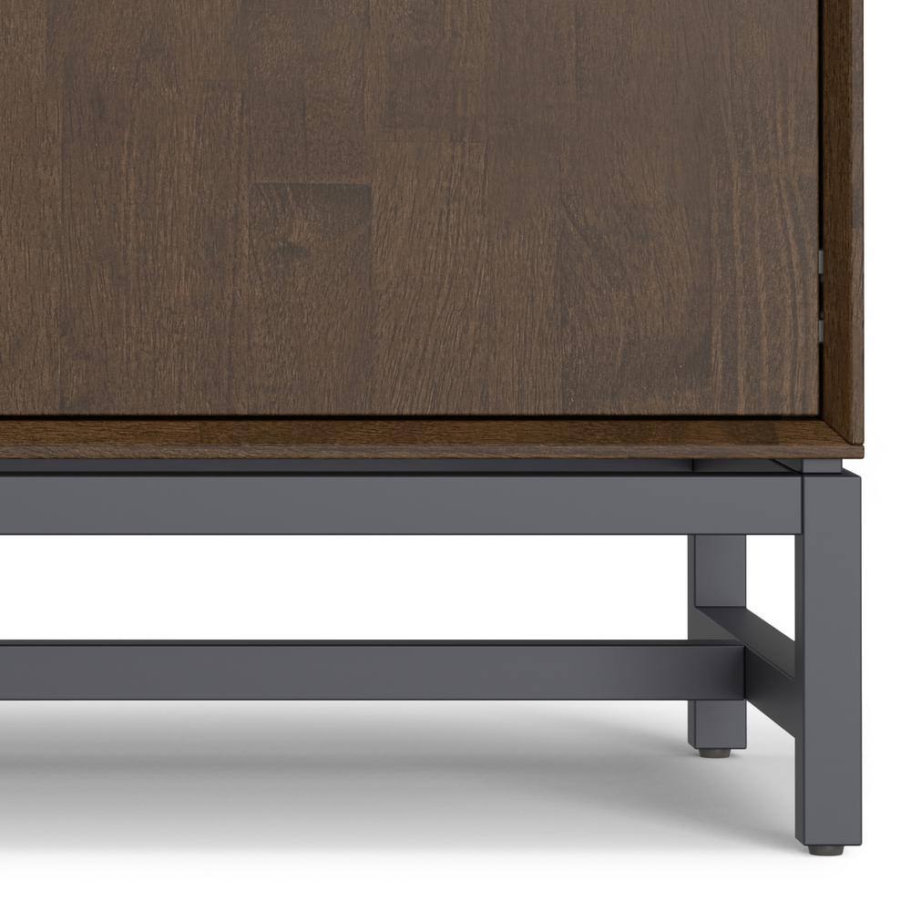 Walnut Brown Solid Wood and Metal 2-Door Sideboard Buffet
