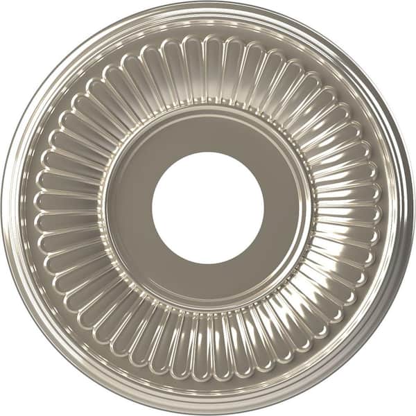 Ekena Millwork 13" OD x 3-1/2" ID x 3/4" P Berkshire Thermoformed PVC Ceiling Medallion Fits Canopies up to 5-3/4", Bright Coat Chrome