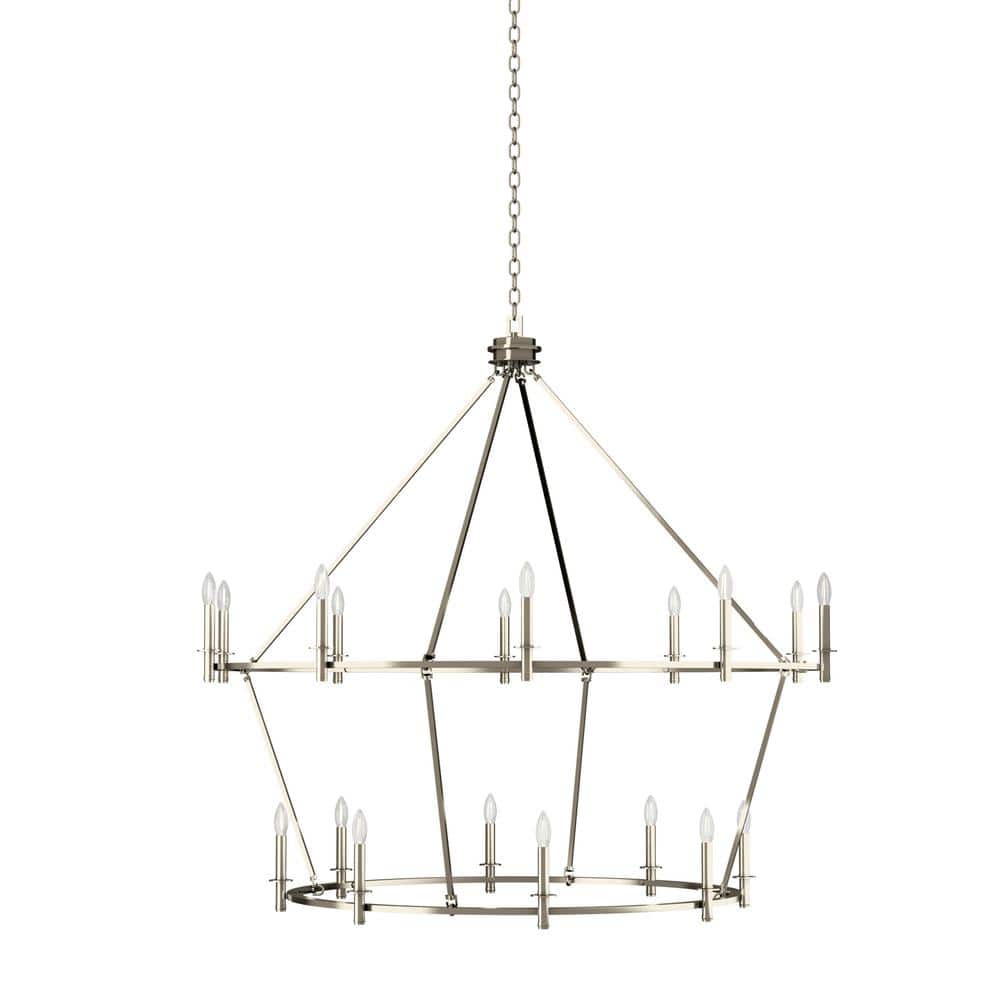 Polished Nickel 18-Light 2-Tier Candle Chandelier