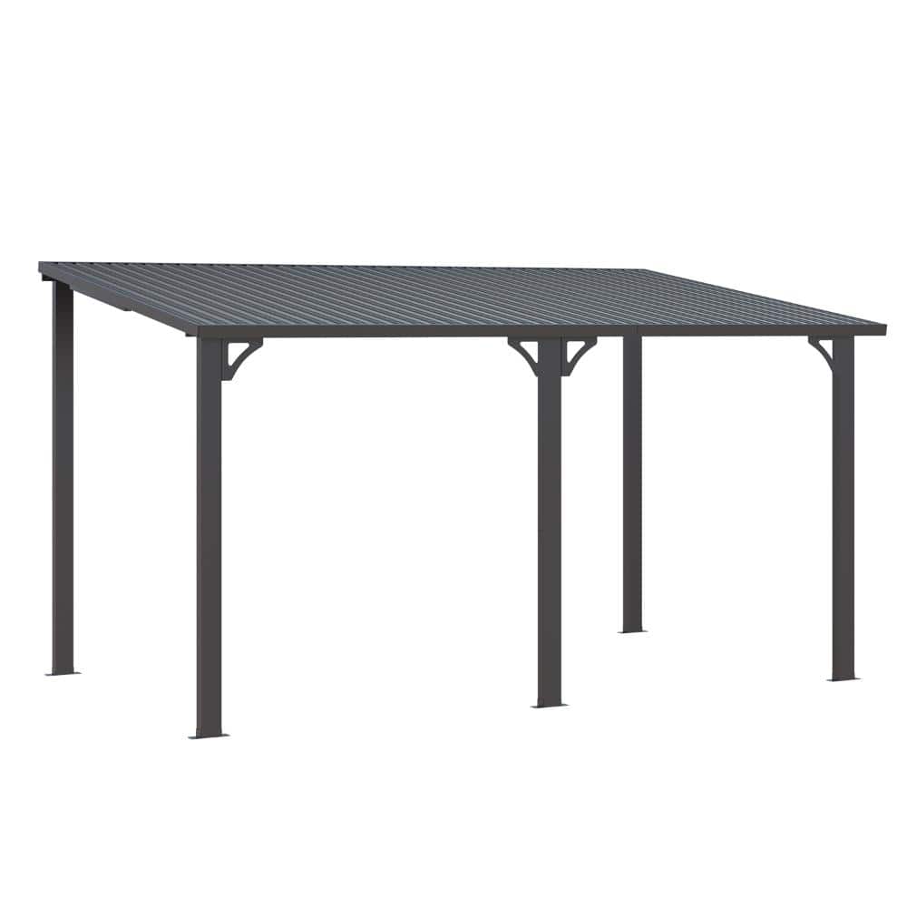 14 ft. x 8 ft. Black Hardtop Wall Mounted Gazebo with Sloping Metal Roof price history on PriceWatchPro