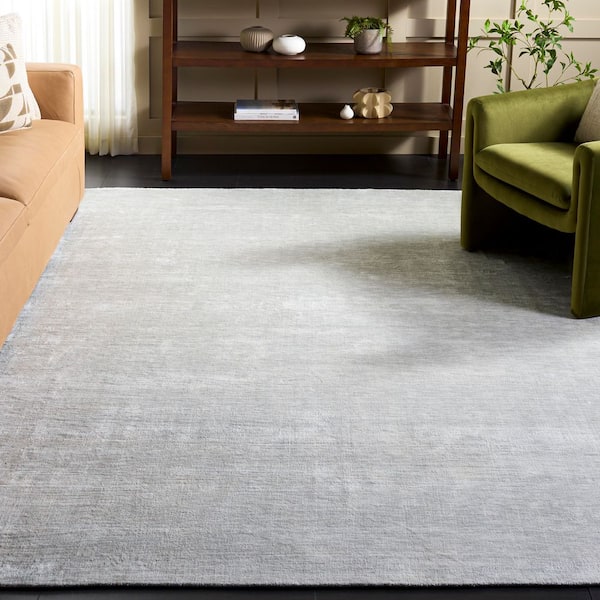 Mirage 9 ft. x 12 ft. Silver/Gray Solid Color Abstract Area Rug