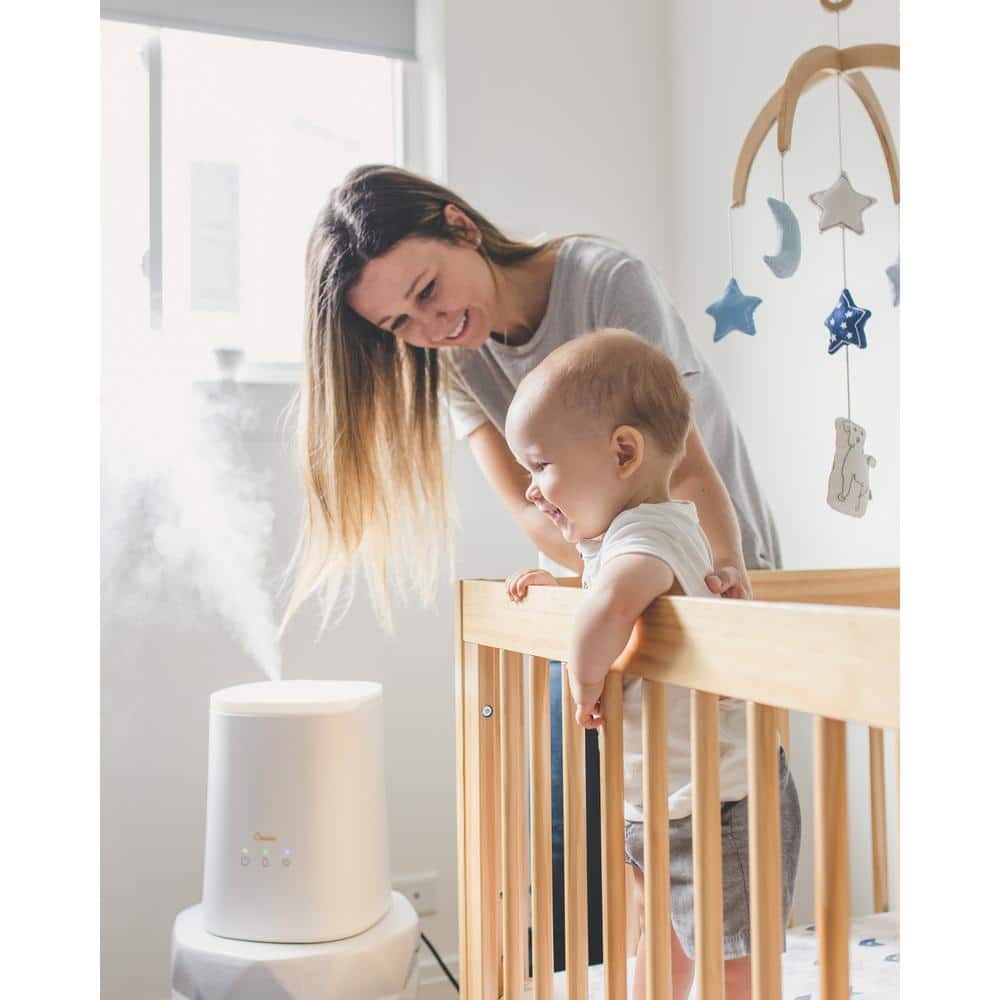 1.2 Gallon White Ultrasonic Cool Mist Tabletop Humidifier with Night Light