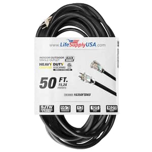 50 ft. 16-Gauge/26 Conductors SJTW Indoor/Outdoor Extension Cord with Lighted End Black (1-Pack)