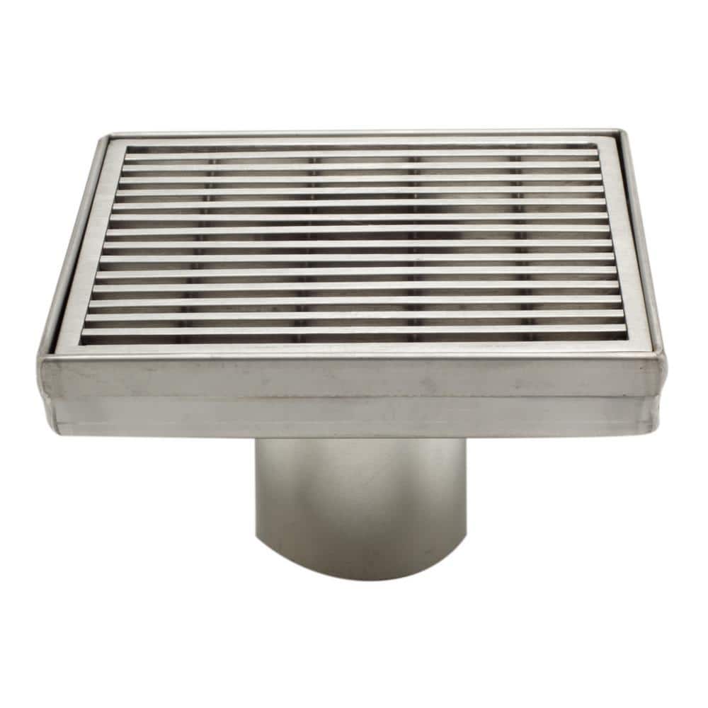 5.25'' Square Stainless Steel Shower Drain with Groove Lines