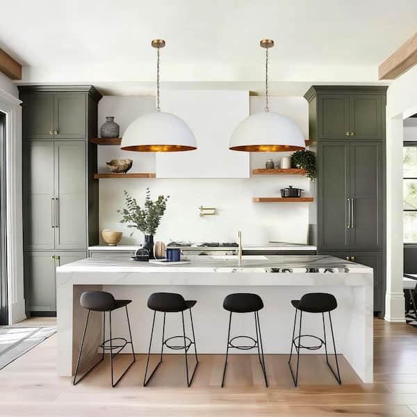 Zevni 23.6 in. W 1-Light Mid-Century Modern Gold Leaf Pendant