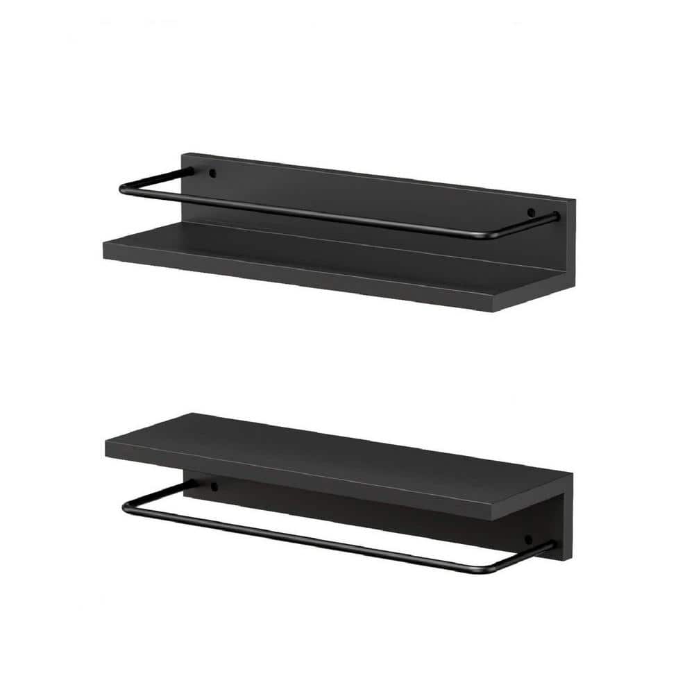 15.7 in. W x 5 in. D Black Floating Shelves, Decorative Wall Shelf with Met