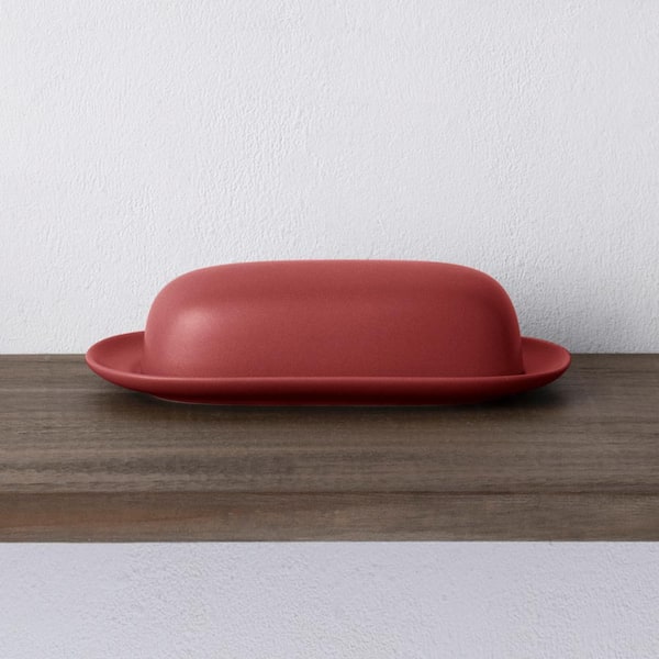 Colorwave Raspberry 8.5 in. (Cherry) Stoneware Covered Butter Dishes