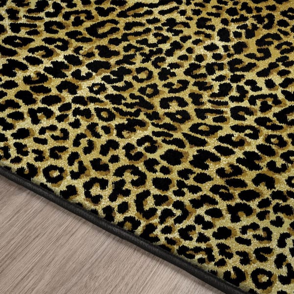 8 X 10 Gold Animal Print Runner Rug