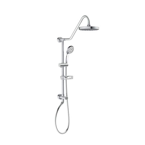 PULSE Showerspas Kauai 5-Spray Settings 8 in. Wall Mount Dual Fixed and Handheld Shower Head 1.8 GPM in Chrome