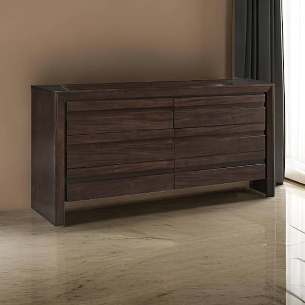 Benjara Brown 6-Drawers 64 in. Dresser Without Mirror