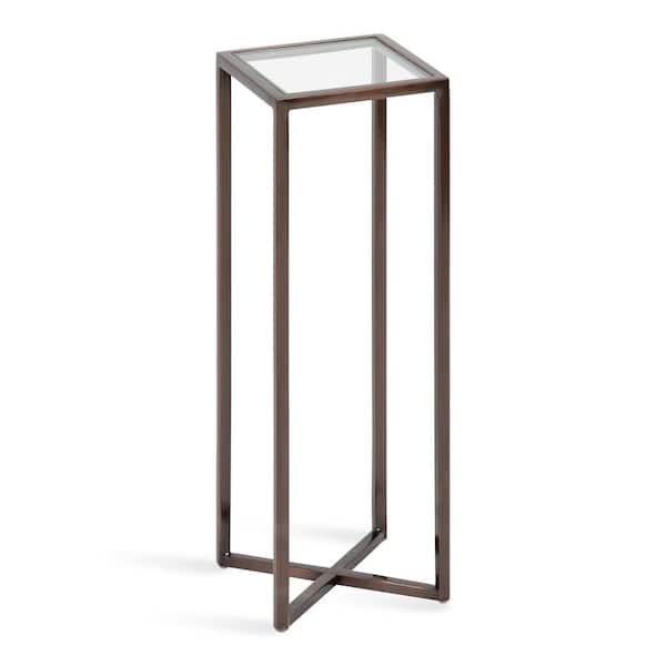 Kate and Laurel Jaspur 6.75 in. D Bronze 21.00 in. H Rectangle Glass End Table