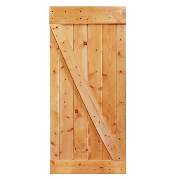 CALHOME 36 in. x 84 in. Stained Sliding Knotty Pine Wood Interior Barn Door Slab