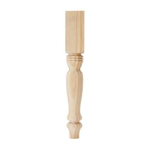 Farmhouse Table Leg with Chamfer - 15 in. H x 2.25 in. Dia. - Unfinished Sanded Pine Wood - DIY Home Furniture