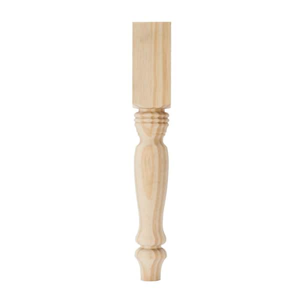 Waddell Farmhouse Table Leg with Chamfer - 15 in. H x 2.25 in. Dia. - Unfinished Sanded Pine Wood - DIY Home Furniture