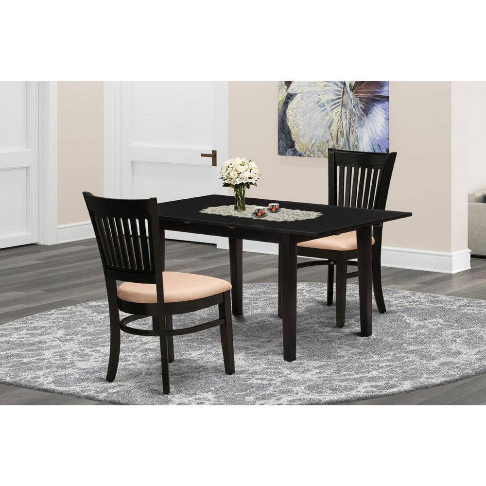 Nova Black Rectangular Dining Set with Linen Fabric Chairs