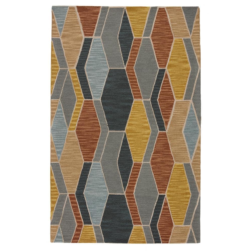 Amado 9' x 12' Gray Geometric Wool Area Rug