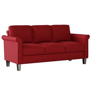 Leclaire Round in Cherry Red Textured Linen Arm Sofa