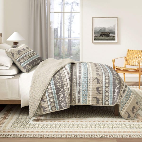 FRESHFOLDS Multi-Colored Twin Microfiber 2-Piece Quilt Set Bedspread