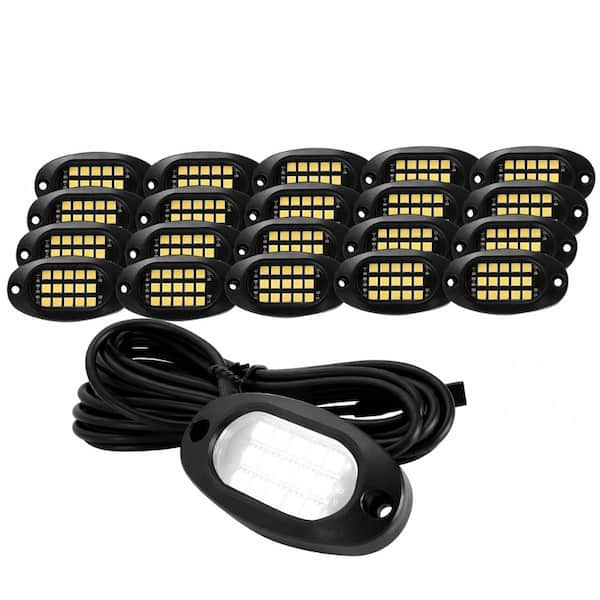 20-Pod 6000K Pure White Integrated LED Rock Light Kit with 15 SMD Chips and 16.4 ft Extension Wires