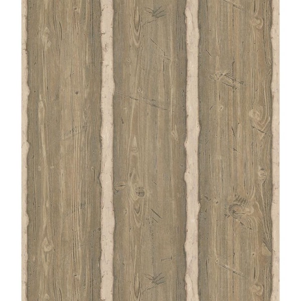 Brewster Northwoods Lodge Light Brown Hewn Log Wallpaper Sample