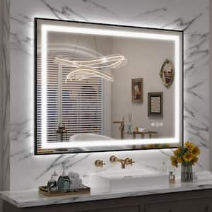 40 in. W x 32 in. H Rectangular Framed Front and Back LED Lighted Anti-Fog Wall Bathroom Vanity Mirror in Tempered Glass