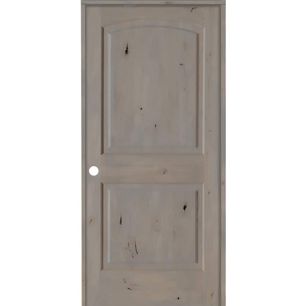 Krosswood Doors 36 in. x 80 in. Rustic Knotty Alder 2Panel Right Handed Grey Stain Wood Single