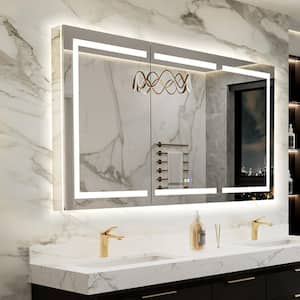AZDHOME 60 in. W x 36 in. H Rectangular Silver Aluminum Recessed