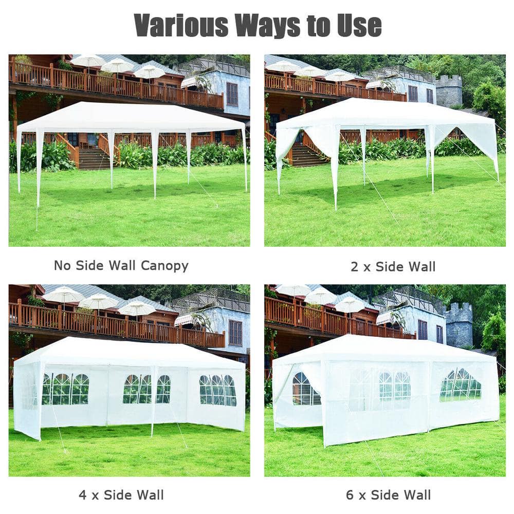 White 10' x 20' Outdoor Canopy Tent with Removable Walls