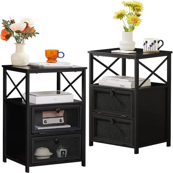 3-Piece Coffee Table Set 40.9 in. Black Rectangle Wood Coffee Table with Lift-Top, Storage and 2 Side Tables