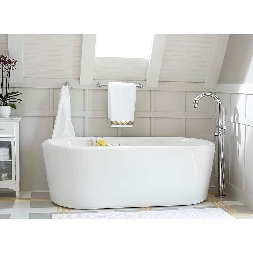 Polished Chrome Freestanding Tub Filler with Hand Shower